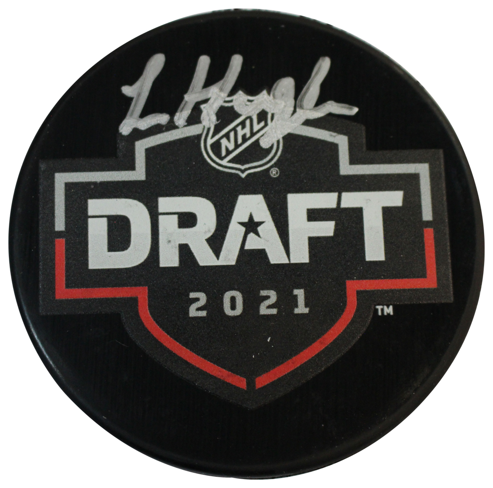 Luke Hughes Autographed New Jersey Devils 2021 Draft Hockey Puck Fanatics