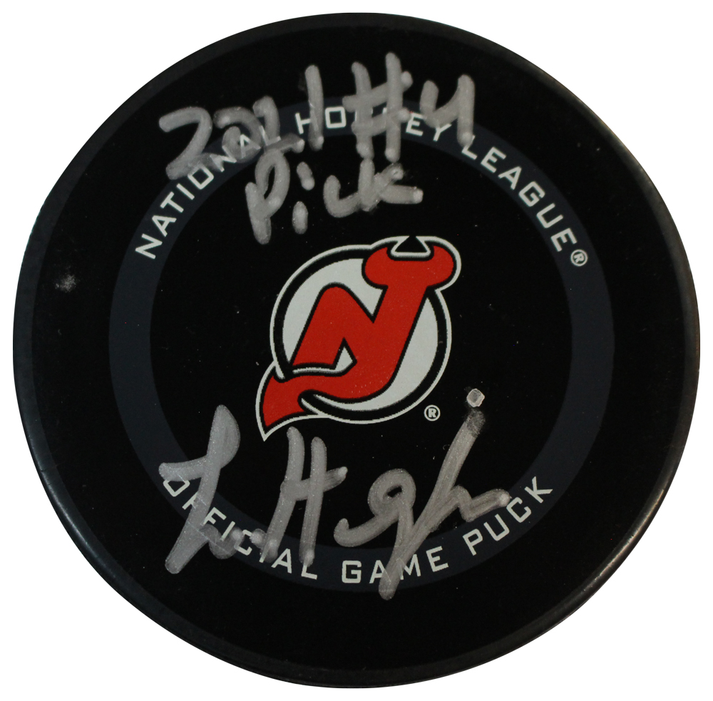 Luke Hughes Autographed New Jersey Devils Reverse Retro Puck Fanatics