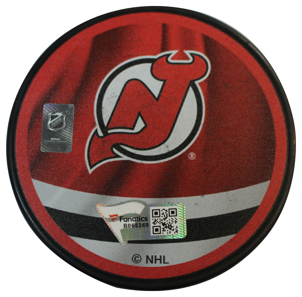 Luke Hughes Autographed New Jersey Devils Reverse Retro Puck Fanatics