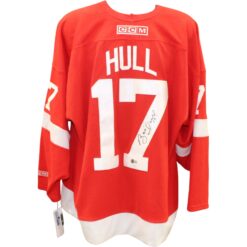 Brett Hull Autographed Detroit Red Wings Red Reebok XL Jersey Beckett 56394