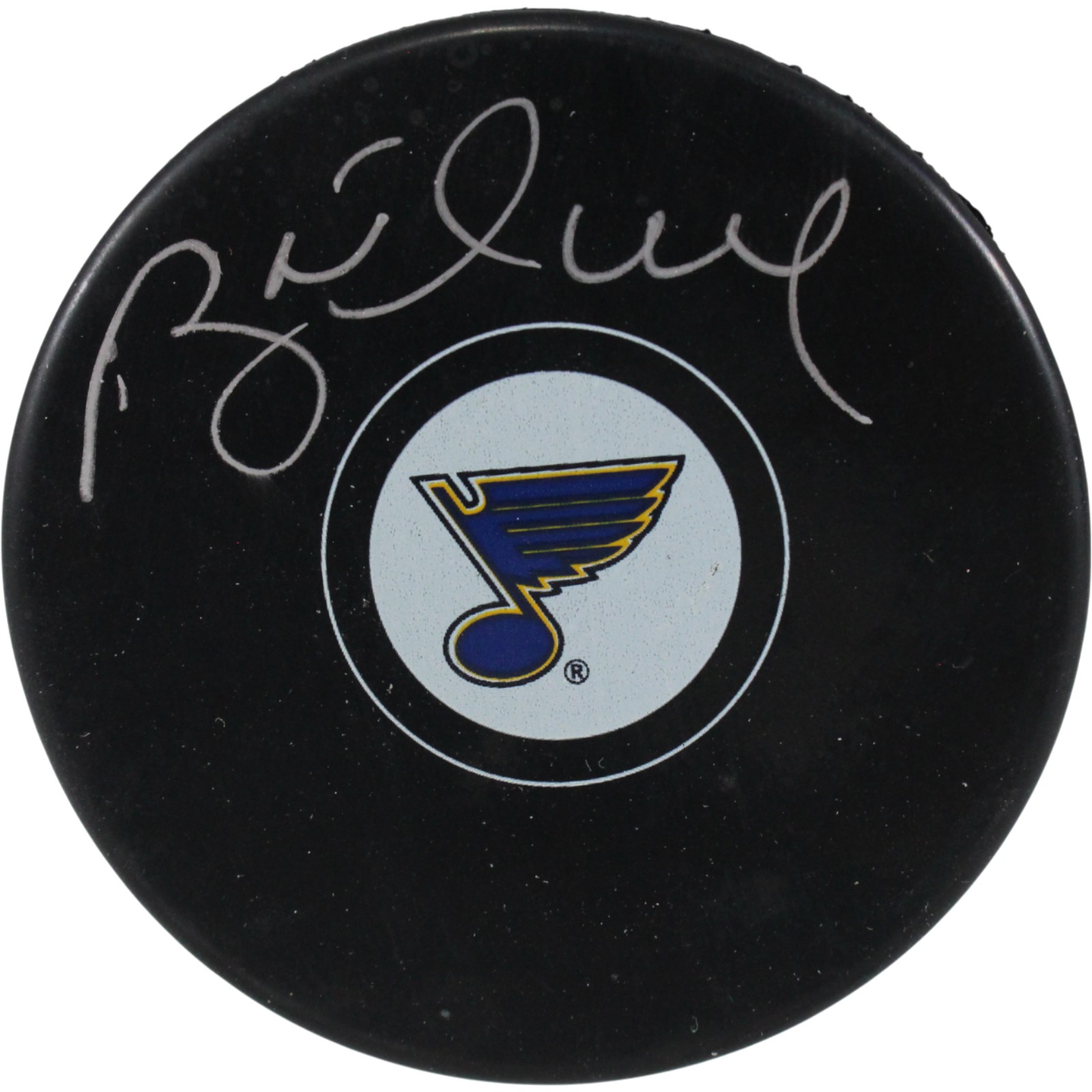 Brett Hull Autographed/Signed Saint Louis Blues Logo Puck JSA 53986