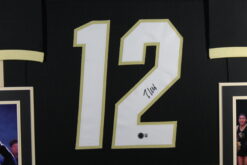 Travis Hunter Autographed College Style Black Framed Jersey 35x43 Beckett 53748