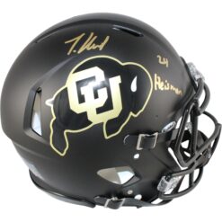 Travis Hunter Autographed Colorado Buffaloes Pro Helmet Heisman Beckett W 57945