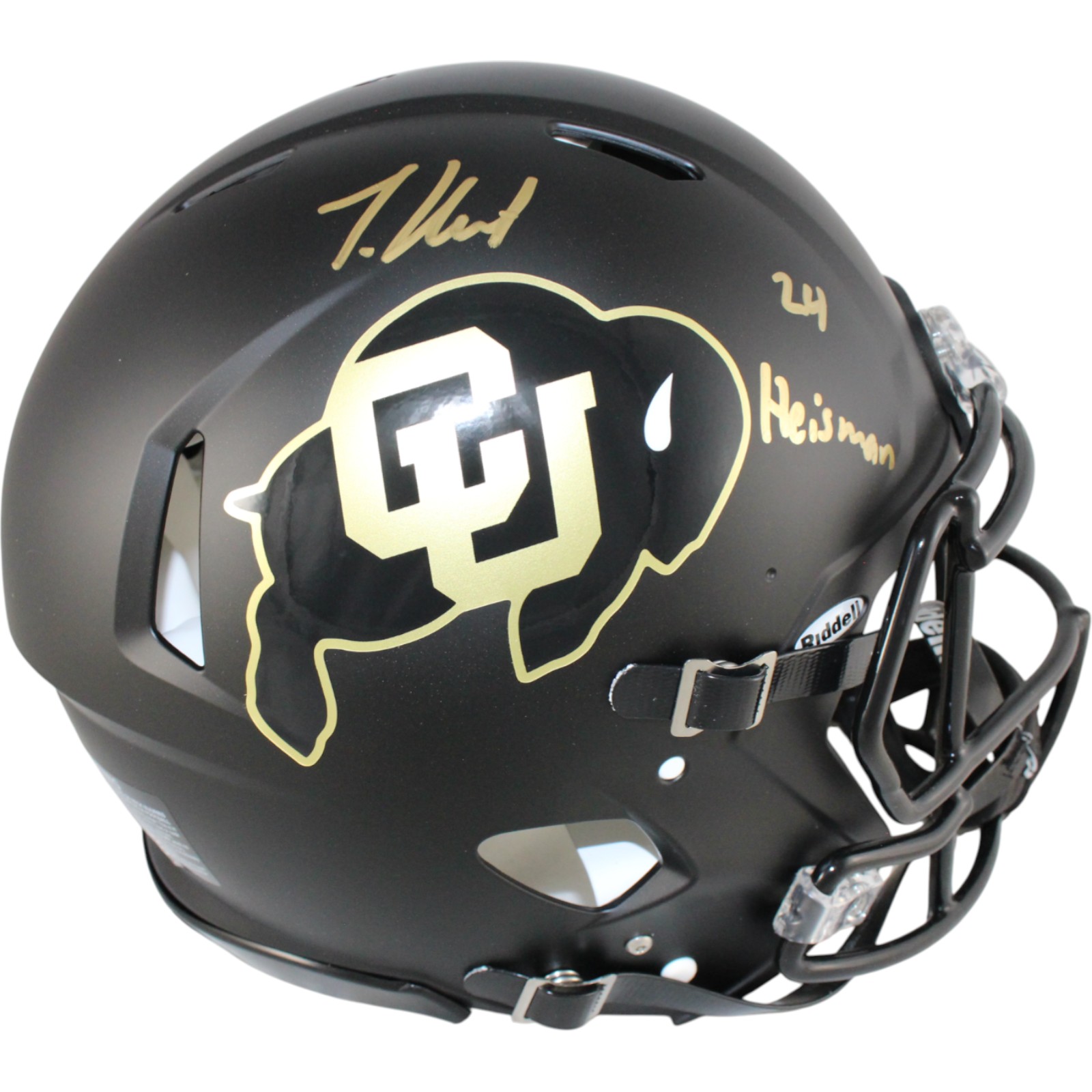 Travis Hunter Autographed Colorado Buffaloes Pro Helmet Heisman Beckett W 57945