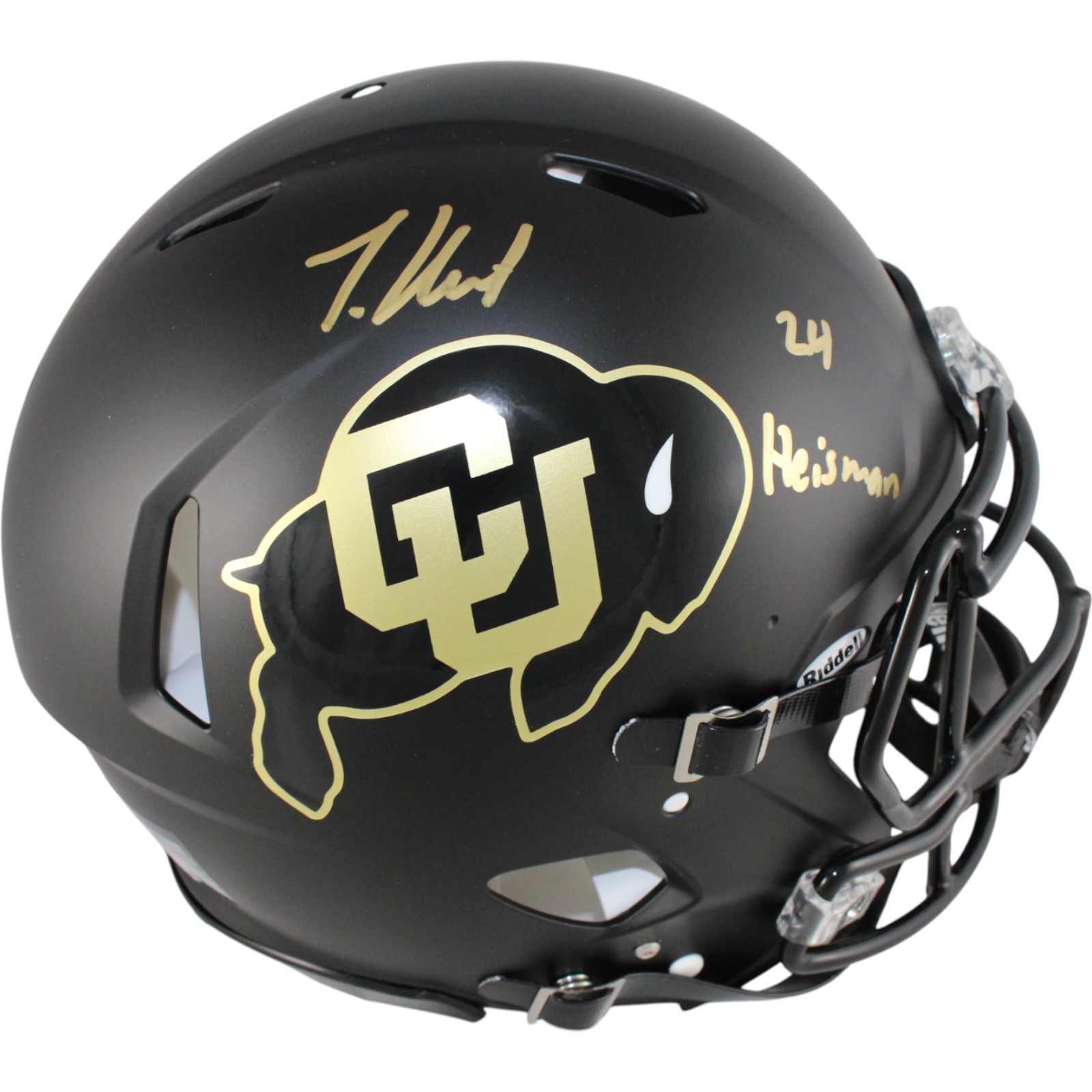 Travis Hunter Signed Colorado Buffaloes Pro Helmet Heisman Beckett Witness 51408