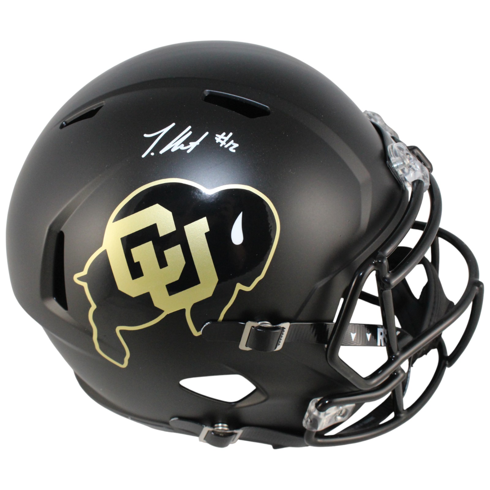 Travis Hunter Autographed Colorado Buffaloes F/S Black Helmet Beckett W 53369
