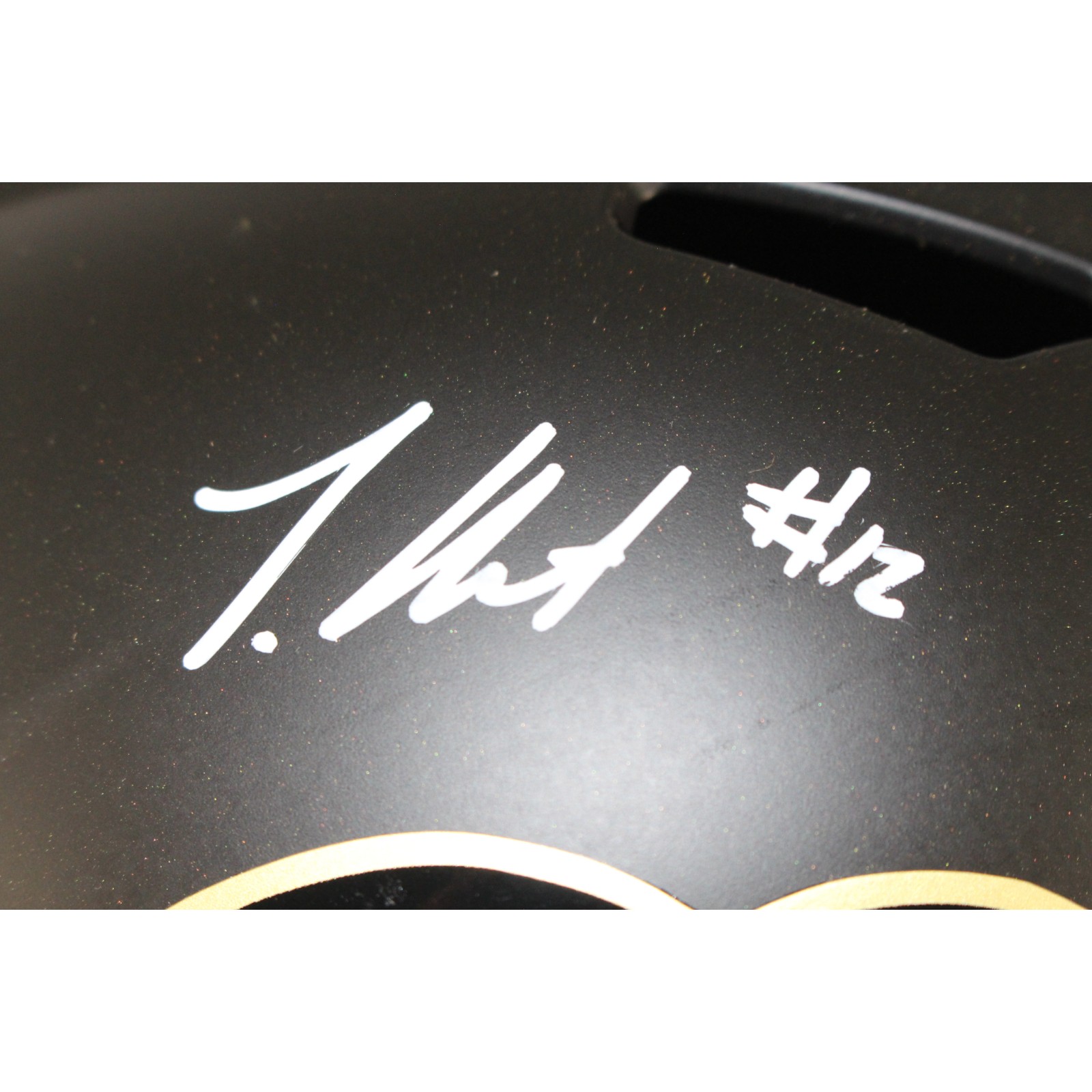 Travis Hunter Autographed Colorado Buffaloes F/S Black Helmet Beckett W 53369 2 Travis Hunter Autographed Colorado Buffaloes F/S Black Helmet Beckett W 53369