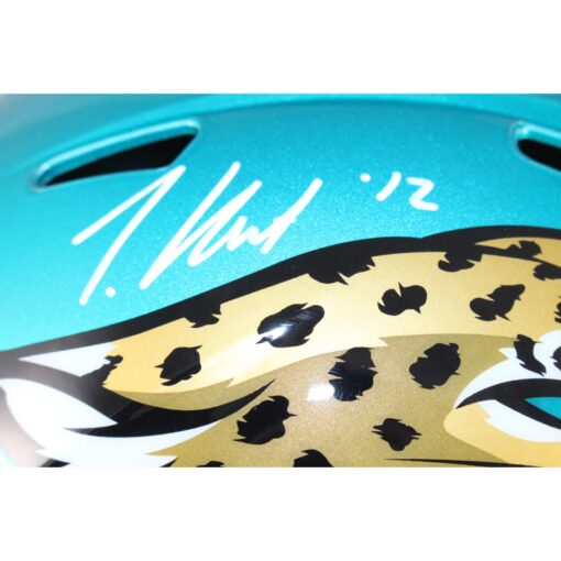 Travis Hunter Signed Jacksonville Jaguars F/S Flash Helmet Beckett Witness 51412