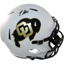 Travis Hunter Autographed Colorado Buffaloes F/S White Helmet Beckett WIT 57949