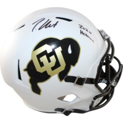 Travis Hunter Signed Colorado Buffaloes F/S Helmet Heisman AS IS Beckett W 57950
