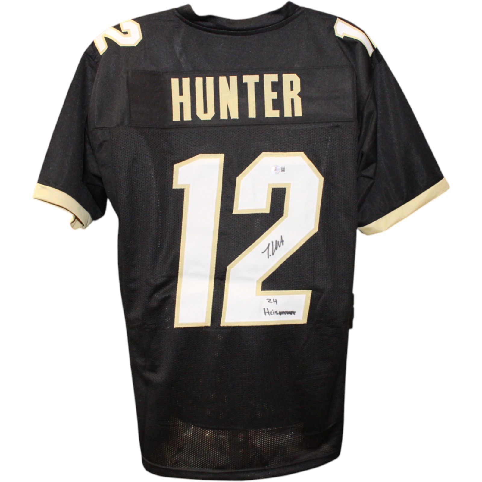 Travis Hunter Signed College Style Black XL Jersey Heisman Beckett Witness 51418