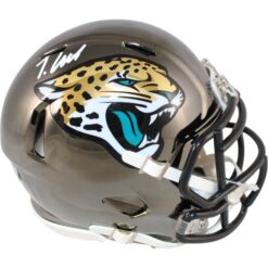 Travis Hunter Autographed Jacksonville Jaguars Chrome Mini Helmet Beckett 51423