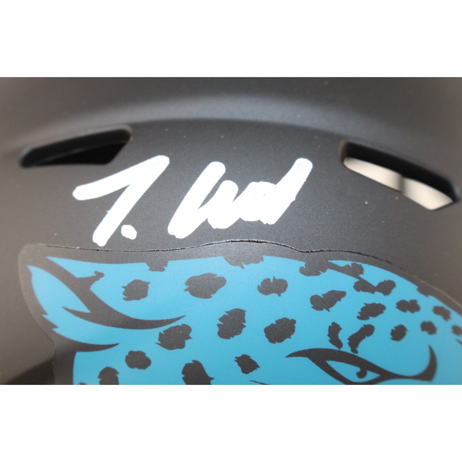Travis Hunter Autographed Jacksonville Jaguars Eclipse Mini Helmet Beckett 51427