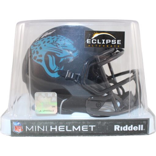 Travis Hunter Autographed Jacksonville Jaguars Eclipse Mini Helmet Beckett 51427