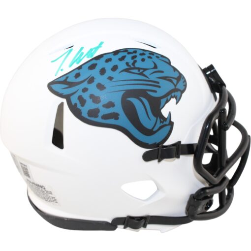Travis Hunter Autographed Jacksonville Jaguars Lunar Mini Helmet Beckett 51425