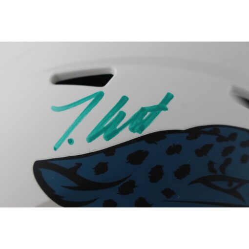 Travis Hunter Autographed Jacksonville Jaguars Lunar Mini Helmet Beckett 51425