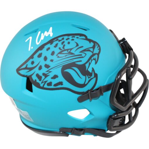 Travis Hunter Autographed Jacksonville Jaguars Rave Mini Helmet Beckett 51432