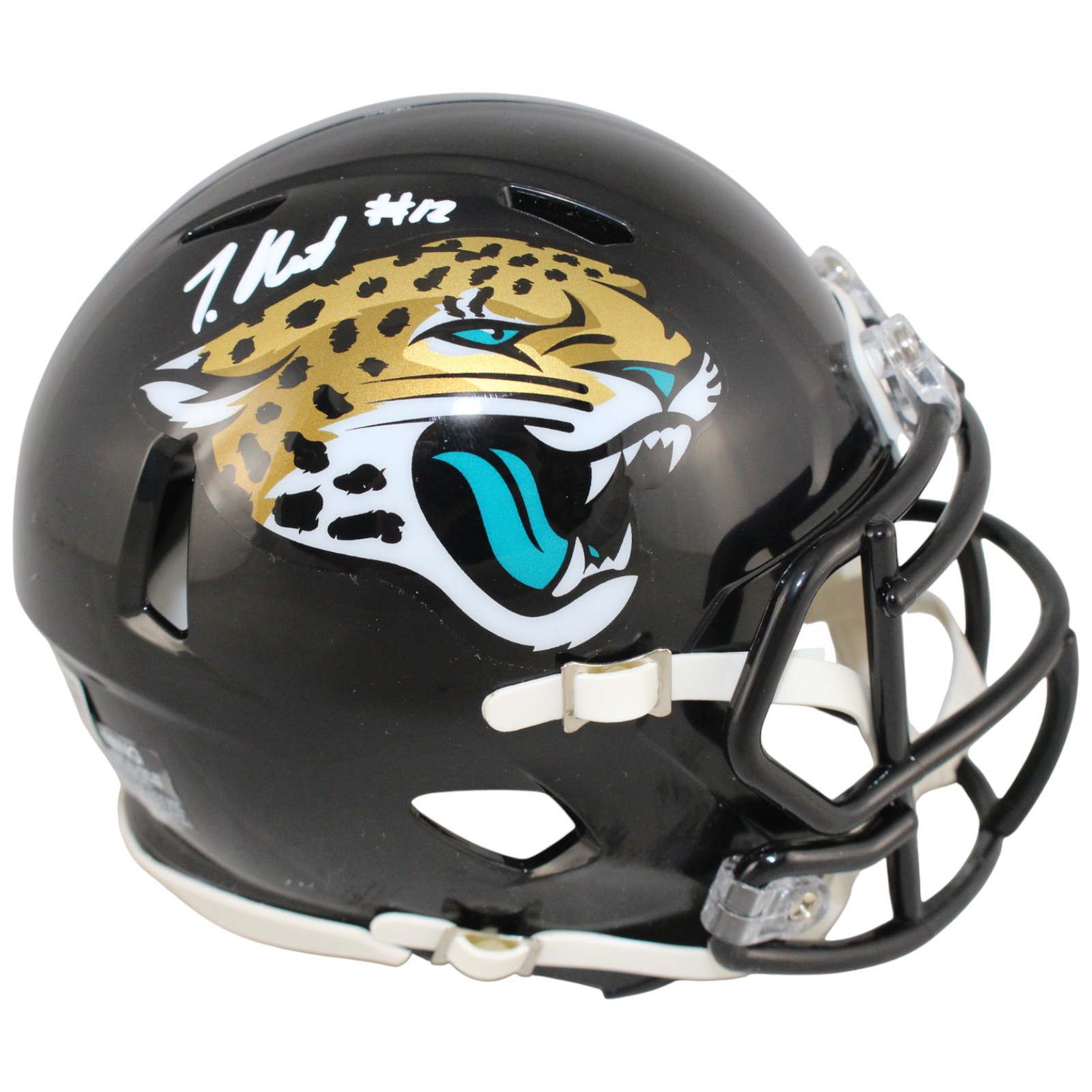 Travis Hunter Autographed Jacksonville Jaguars Mini Helmet Beckett Witness 53353