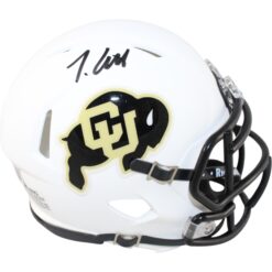 Travis Hunter Autographed Colorado Buffaloes White Mini Helmet Beckett 51430