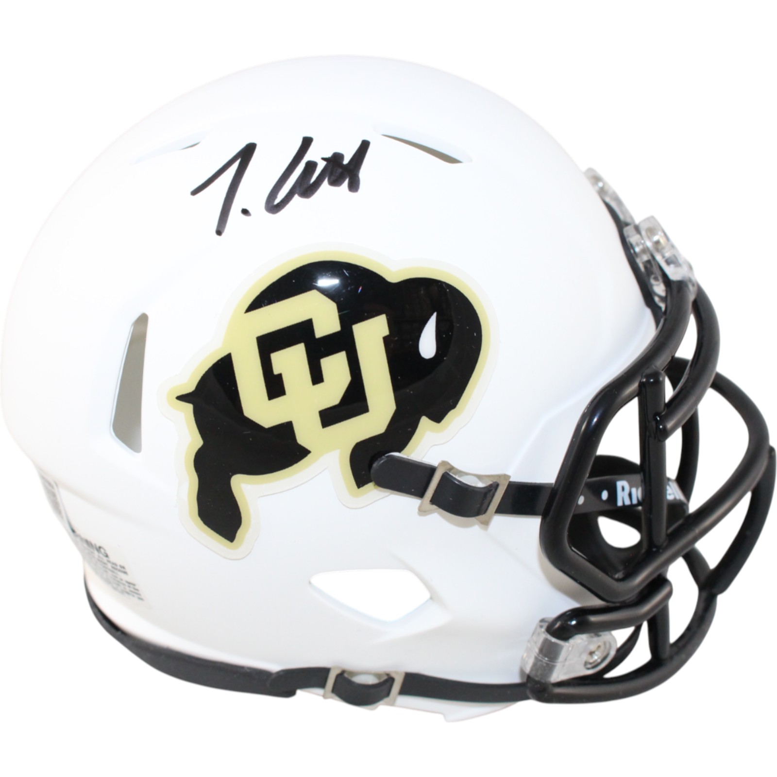 Travis Hunter Autographed Colorado Buffaloes White Mini Helmet Beckett 51430