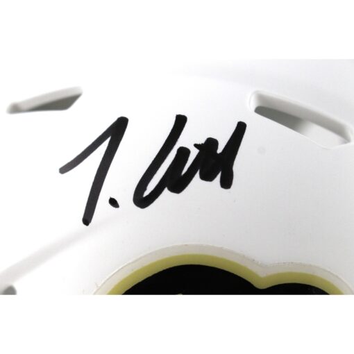 Travis Hunter Autographed Colorado Buffaloes White Mini Helmet Beckett 51430