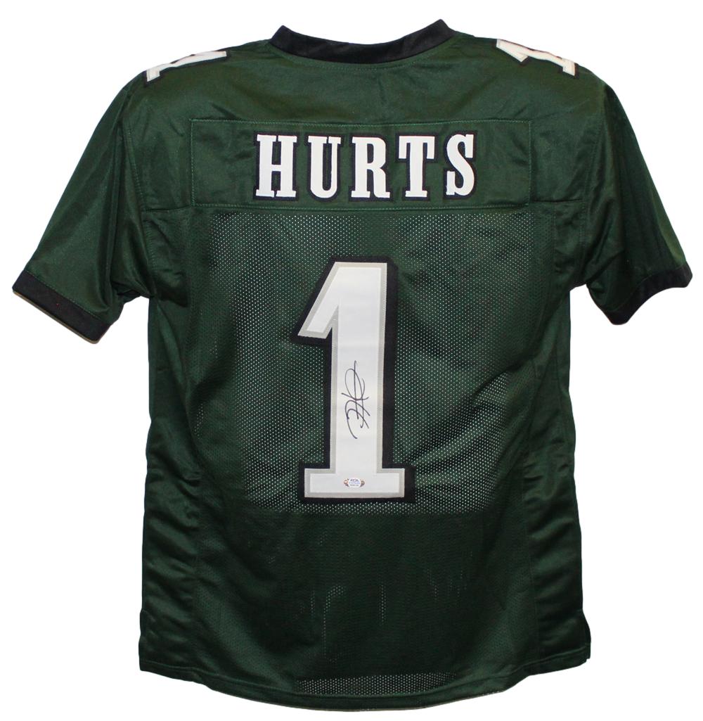 Jalen Hurts Autographed/Signed Pro Style Green XL Jersey PSA 32051
