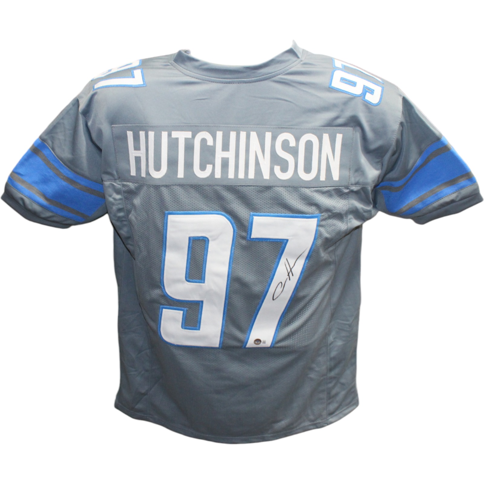 Aidan Hutchinson Autographed/Signed Pro Style Silver Jersey Beckett