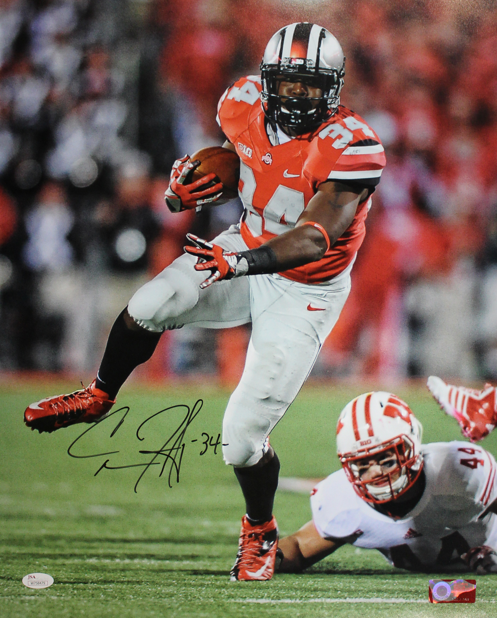 Carlos Hyde Autographed/Signed Ohio State Buckeyes 16x20 Photo JSA