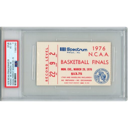Indiana Hoosiers 76 NCAA Finals Perfect Season Champs Ticket Stub 4 PSA 51569