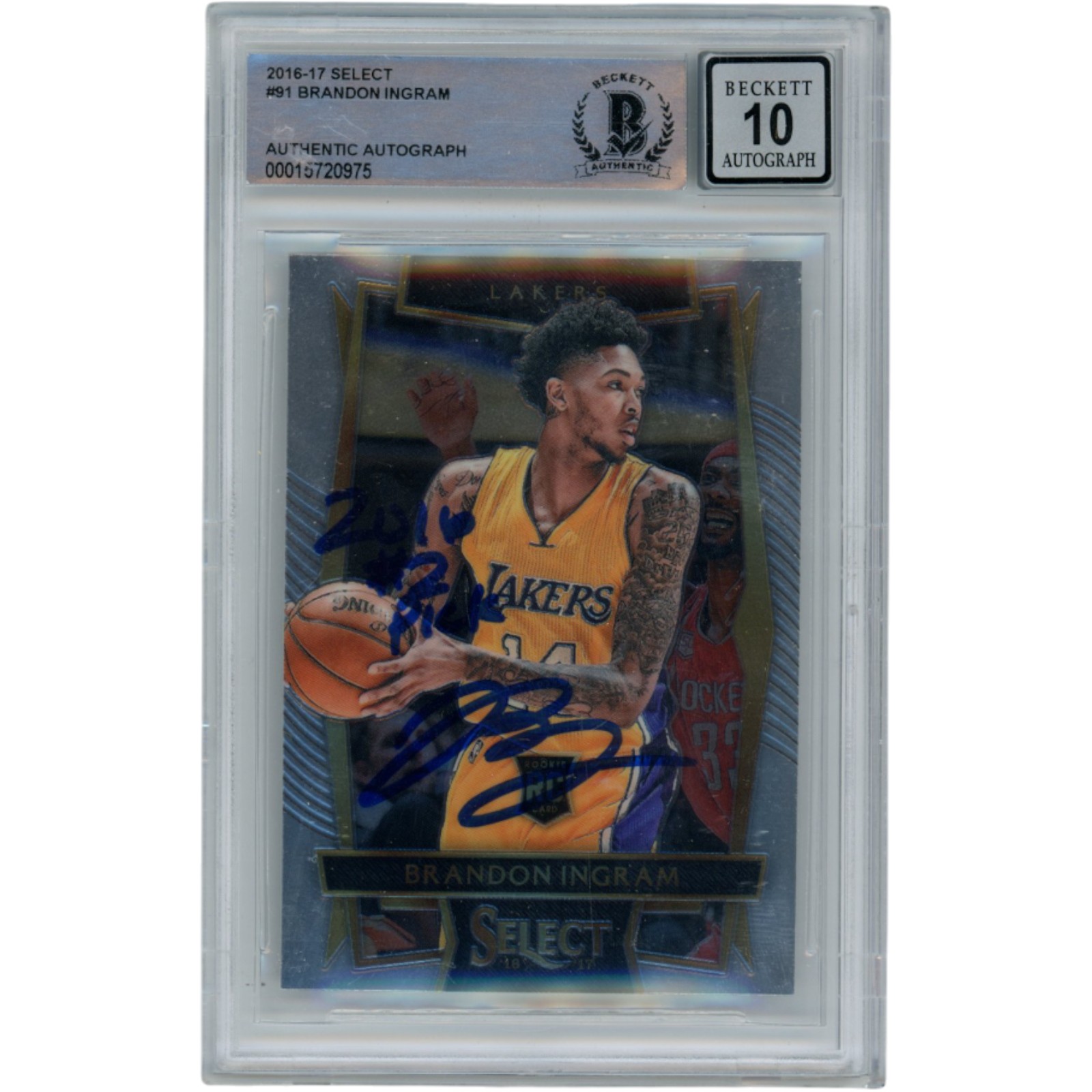 Brandon Ingram Autographed 2016 Select #91 w#2 Pick Slabbed Card Beckett 54581
