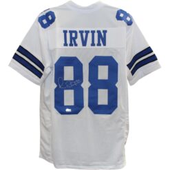 Michael Irvin Autographed/Signed Pro Style White XL Jersey Beckett Witness 51784