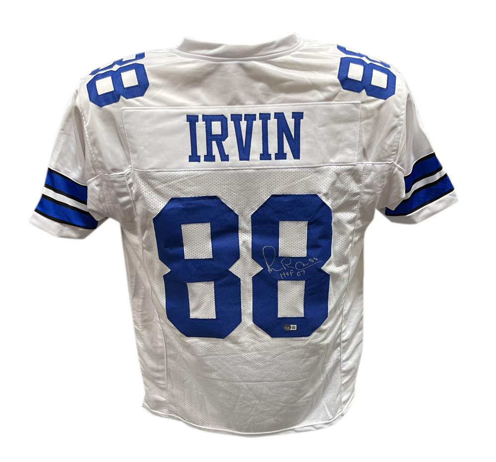 Michael Irvin Autographed/Signed Pro Style Jersey White Beckett 