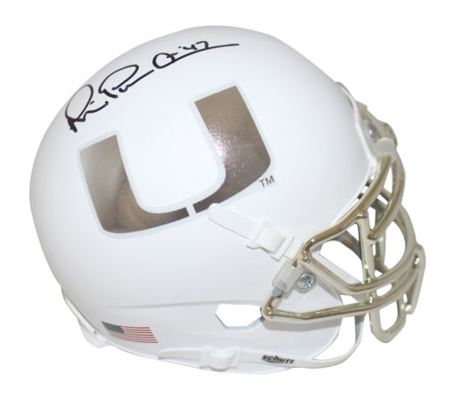 Michael Irvin Signed Miami Hurricanes White Chrome Schutt Mini Helmet JSA 26727