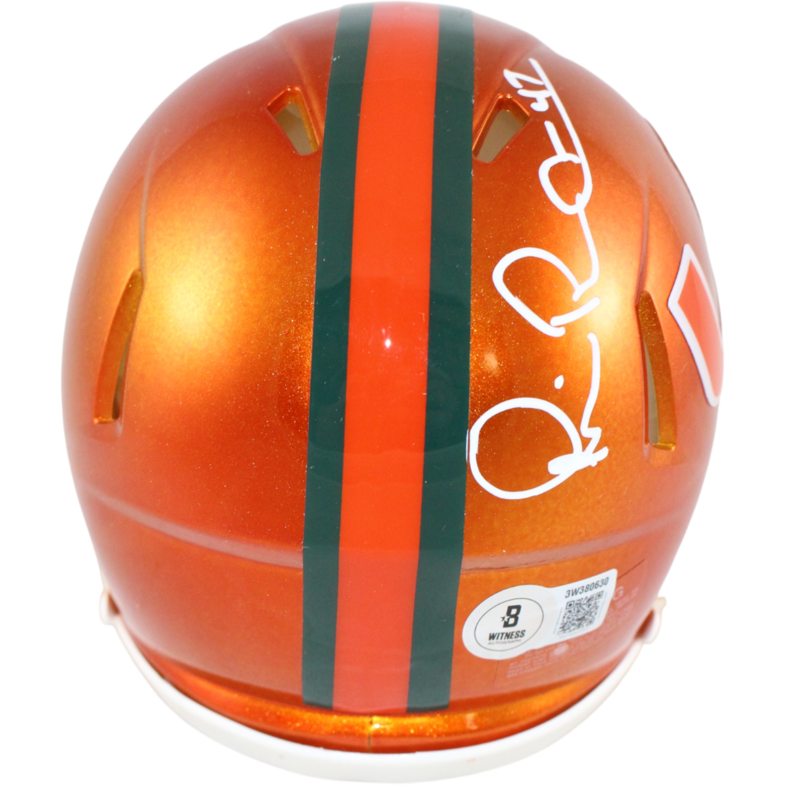 Michael Irvin Autographed Miami Hurricanes Flash Mini Helmet Beckett WIT 51774 3 Michael Irvin Autographed Miami Hurricanes Flash Mini Helmet Beckett WIT 51774