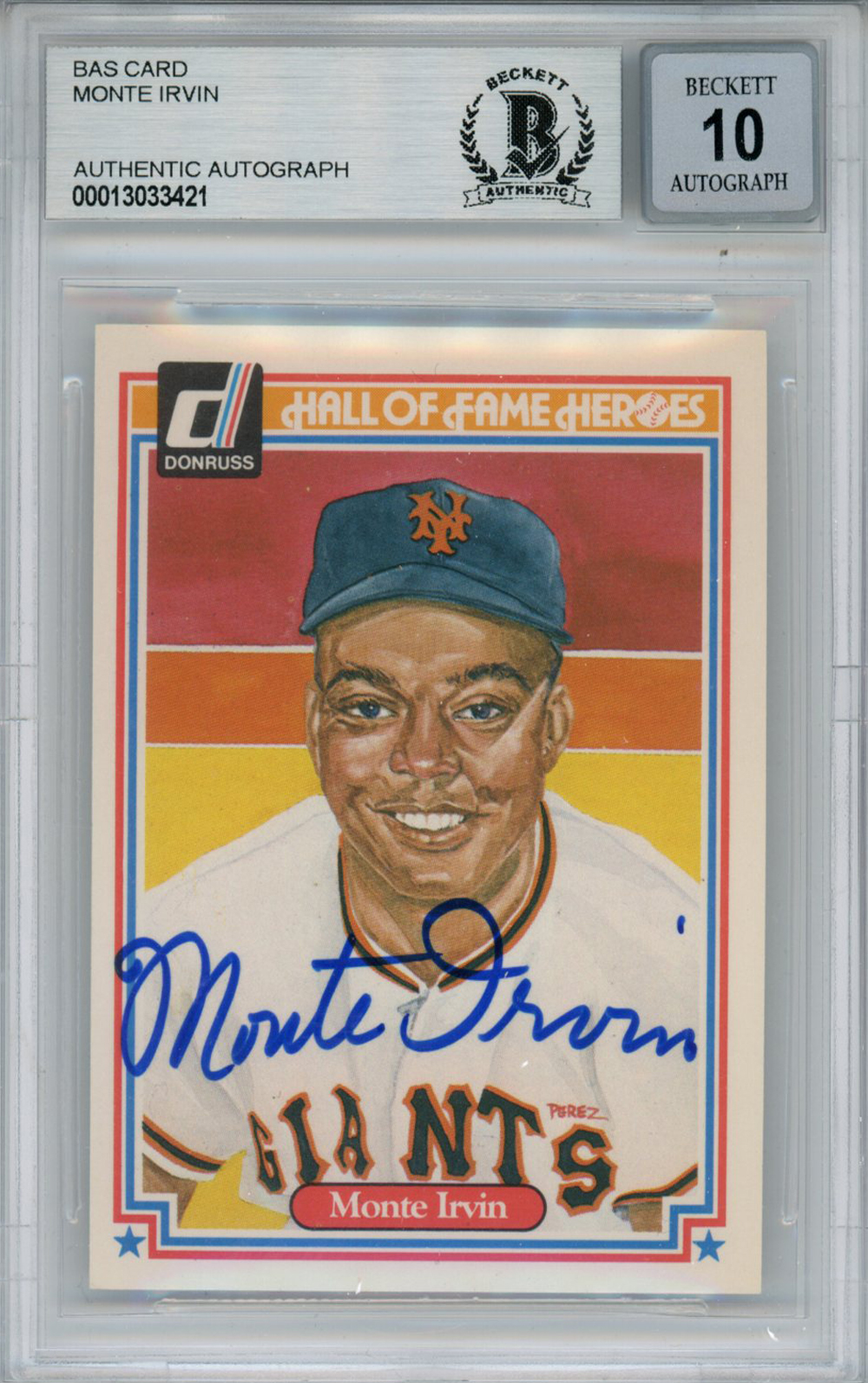 Monte Irvin Signed 1983 Donruss HOF Heroes #15 Card Beckett 10 Slab