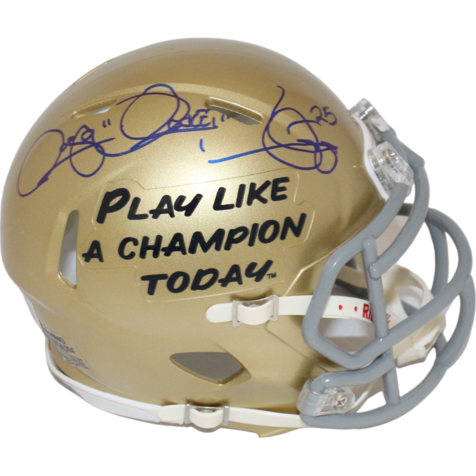 Rocket Ismail Signed Notre Dame Fighting Irish PLAC Mini Helmet Beckett 
