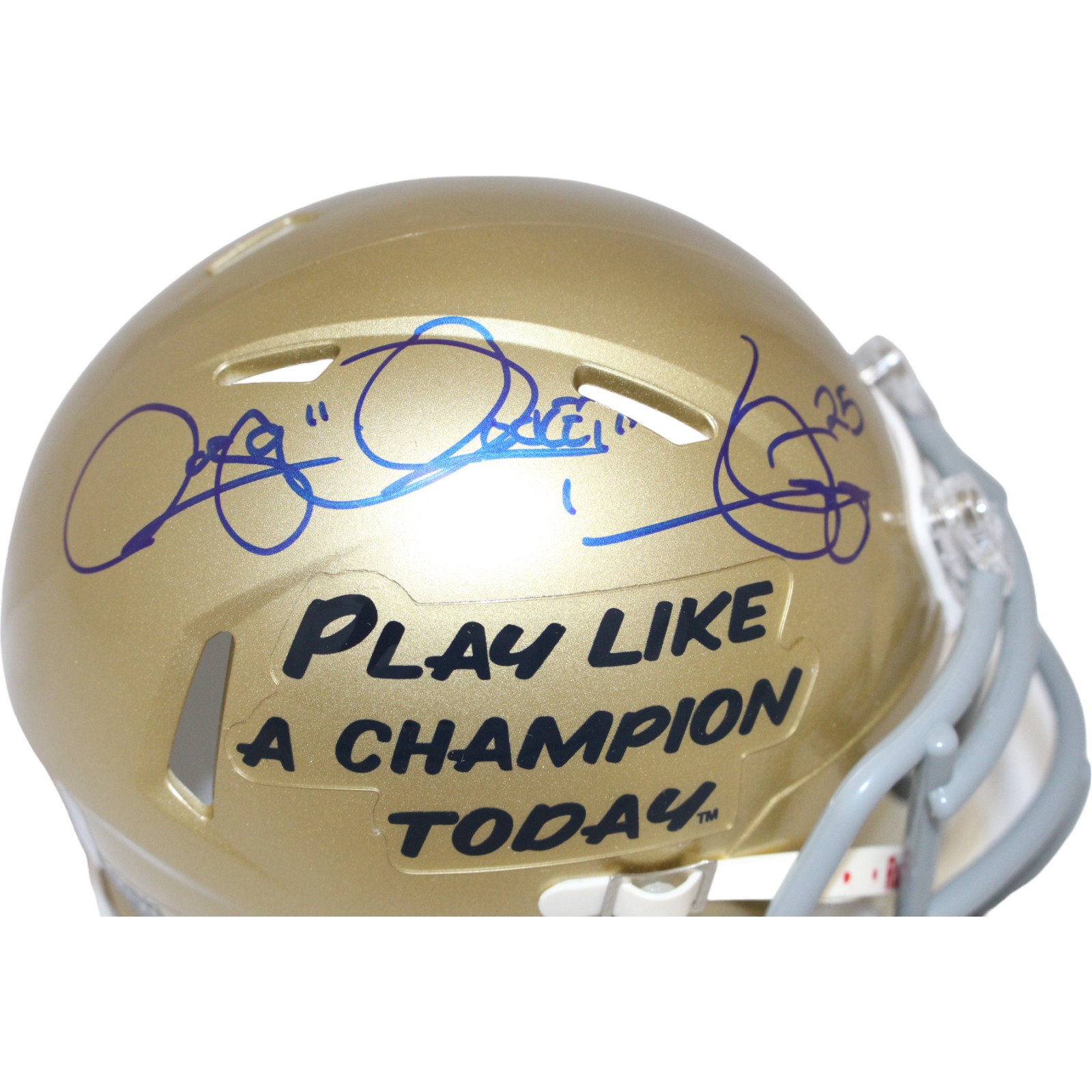 Rocket Ismail Signed Notre Dame Fighting Irish PLAC Mini Helmet Beckett