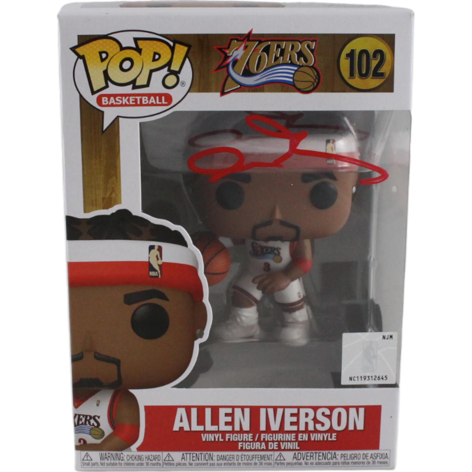 Allen Iverson Signed Philadelphia 76ers Funko Pop! #102 w/ Soft Protector
