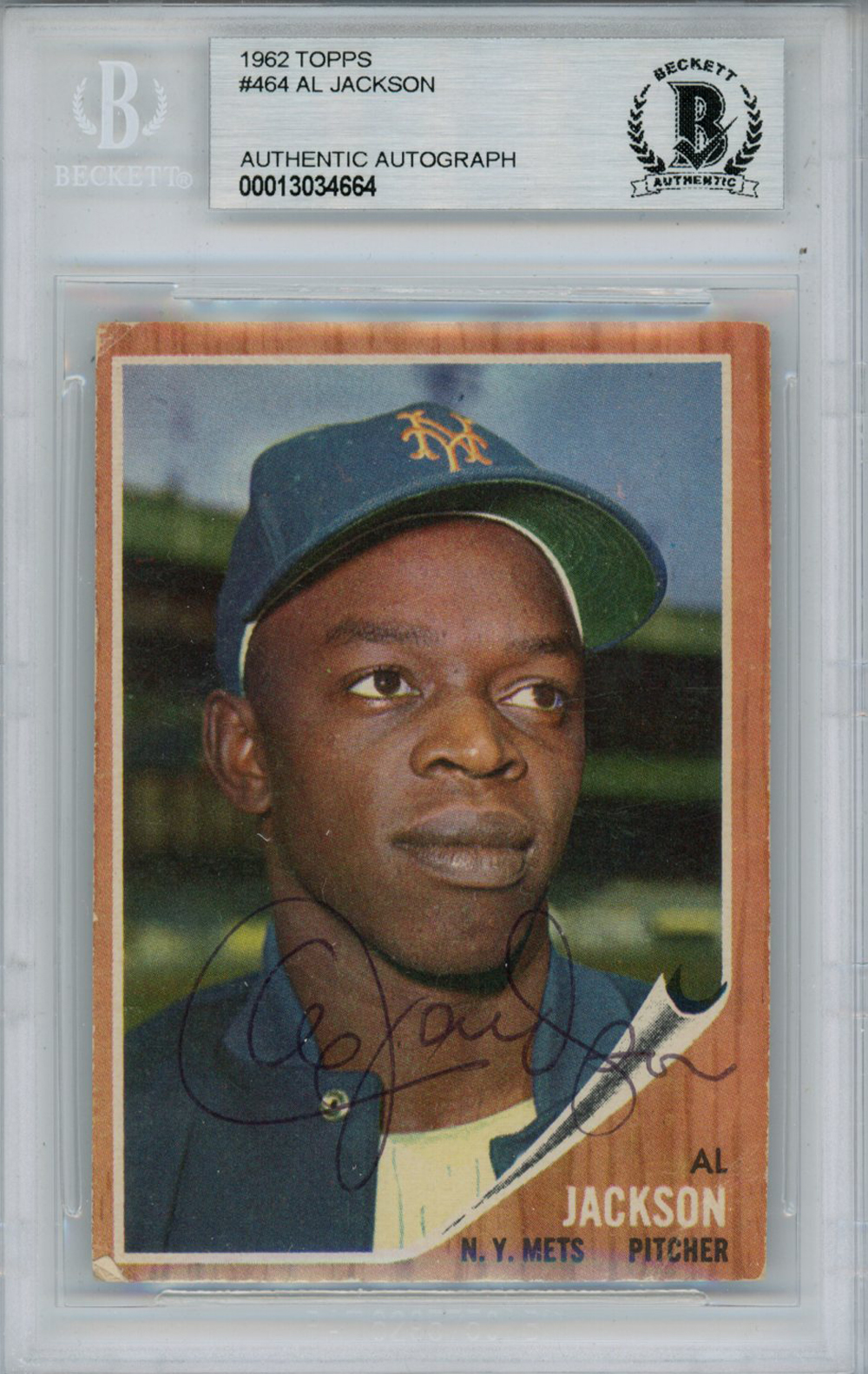 Al Jackson Autographed/Signed 1962 Topps #464 Trading Card Beckett Slab