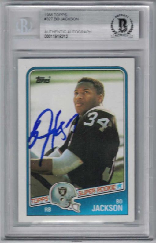 Bo Jackson Signed Oakland Raiders 1988 Topps Super Rookie Card BAS Slab 26492