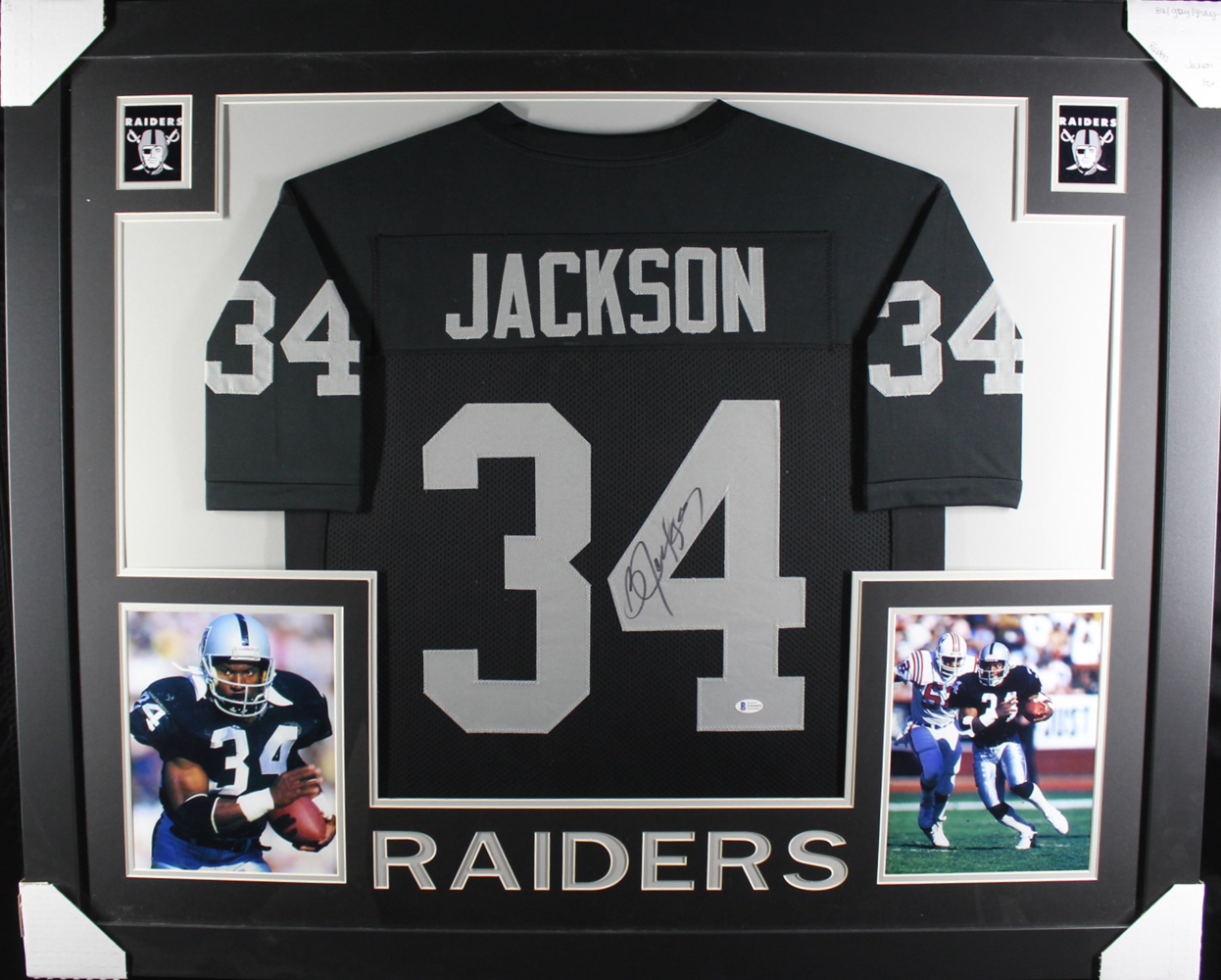 Bo Jackson Autographed/Signed Framed Pro Style Black XL Jersey Beckett