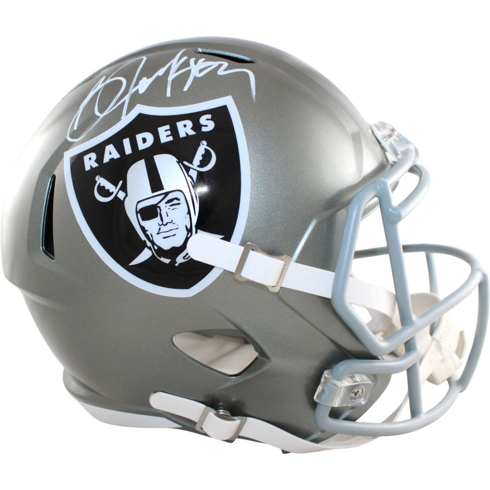 Bo Jackson Signed Las Vegas Raiders Helmet F/S Replica Flash Beckett WIT 58833