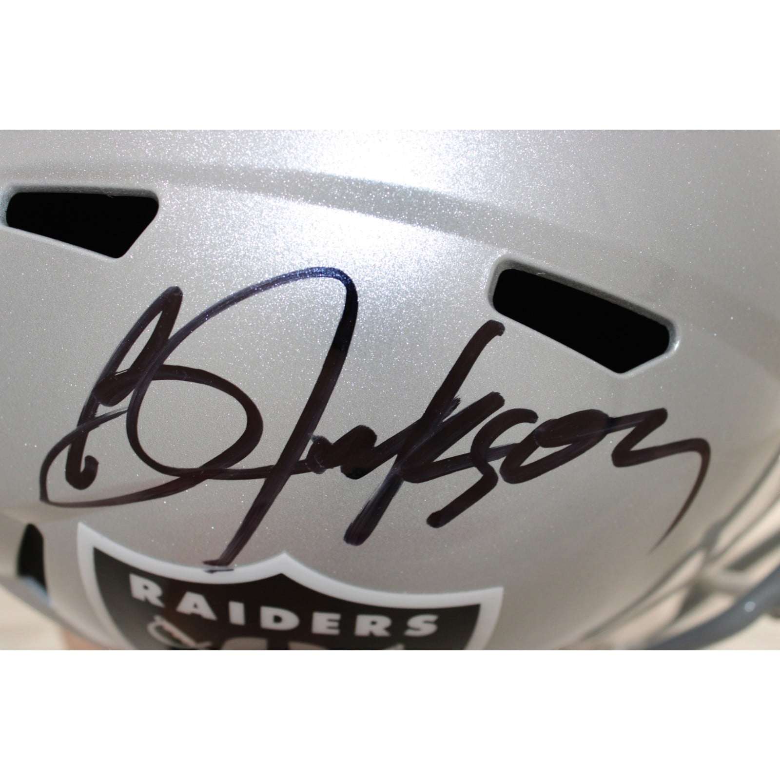 Bo Jackson Autographed Las Vegas Raiders Helmet F/S Replica Beckett WIT 58835