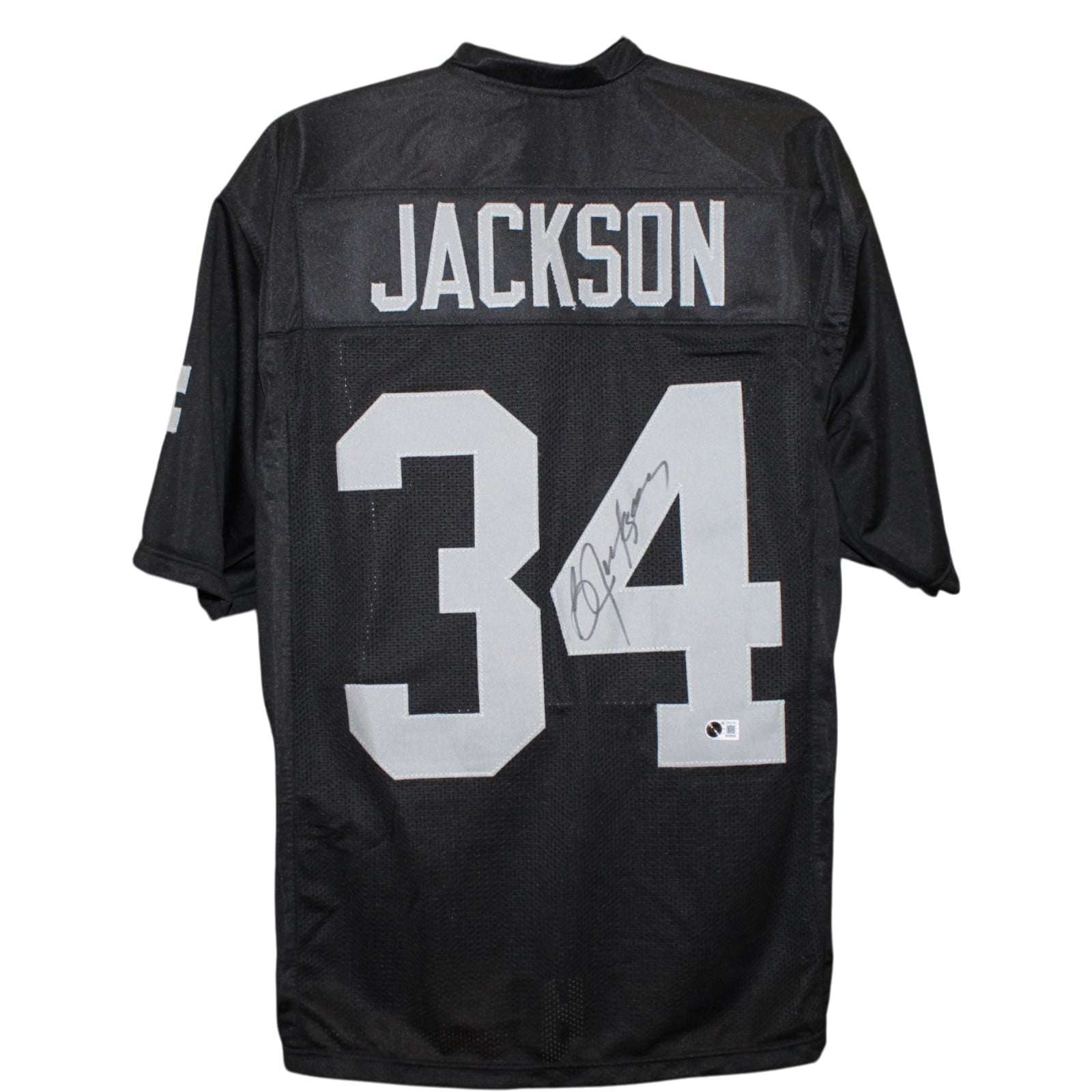 Bo Jackson Autographed/Signed Pro Style Black Jersey Size XL Beckett WIT 58827