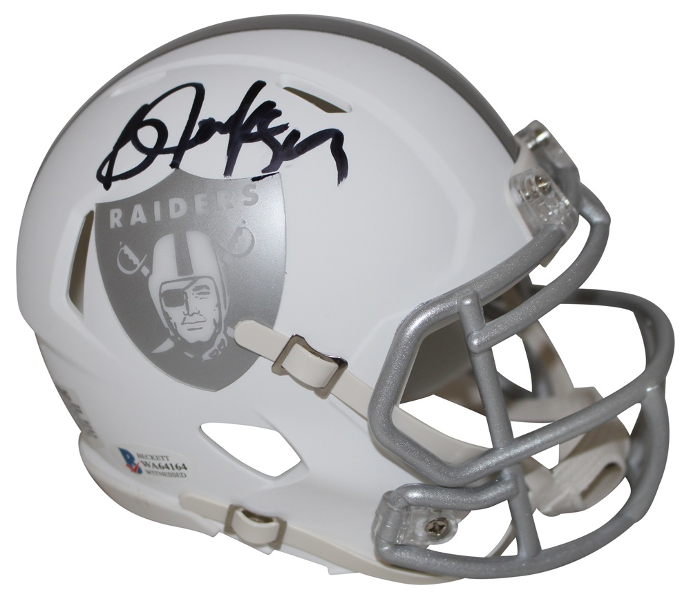 Bo Jackson Autographed/Signed Oakland Raiders Ice Mini Helmet BAS 25996