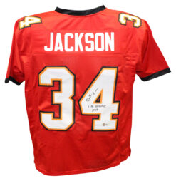 Dexter Jackson Autographed/Signed Pro Style Red Jersey SB MVP Beckett