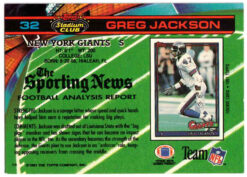 Greg Jackson Autographed 1991 Topps Stadium Club #32 Trading Card 46256
