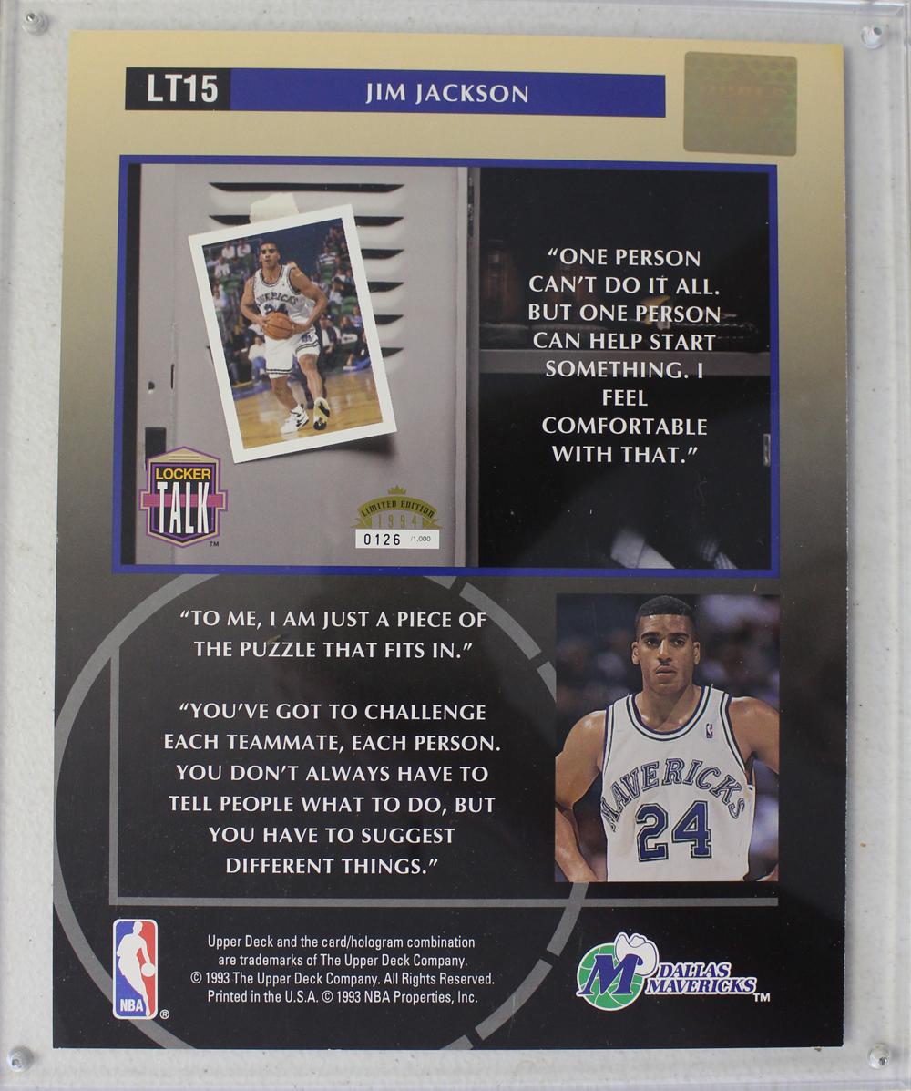 Jim Jackson Dallas Mavericks 8x10 Upper Deck Trading Card Plaque