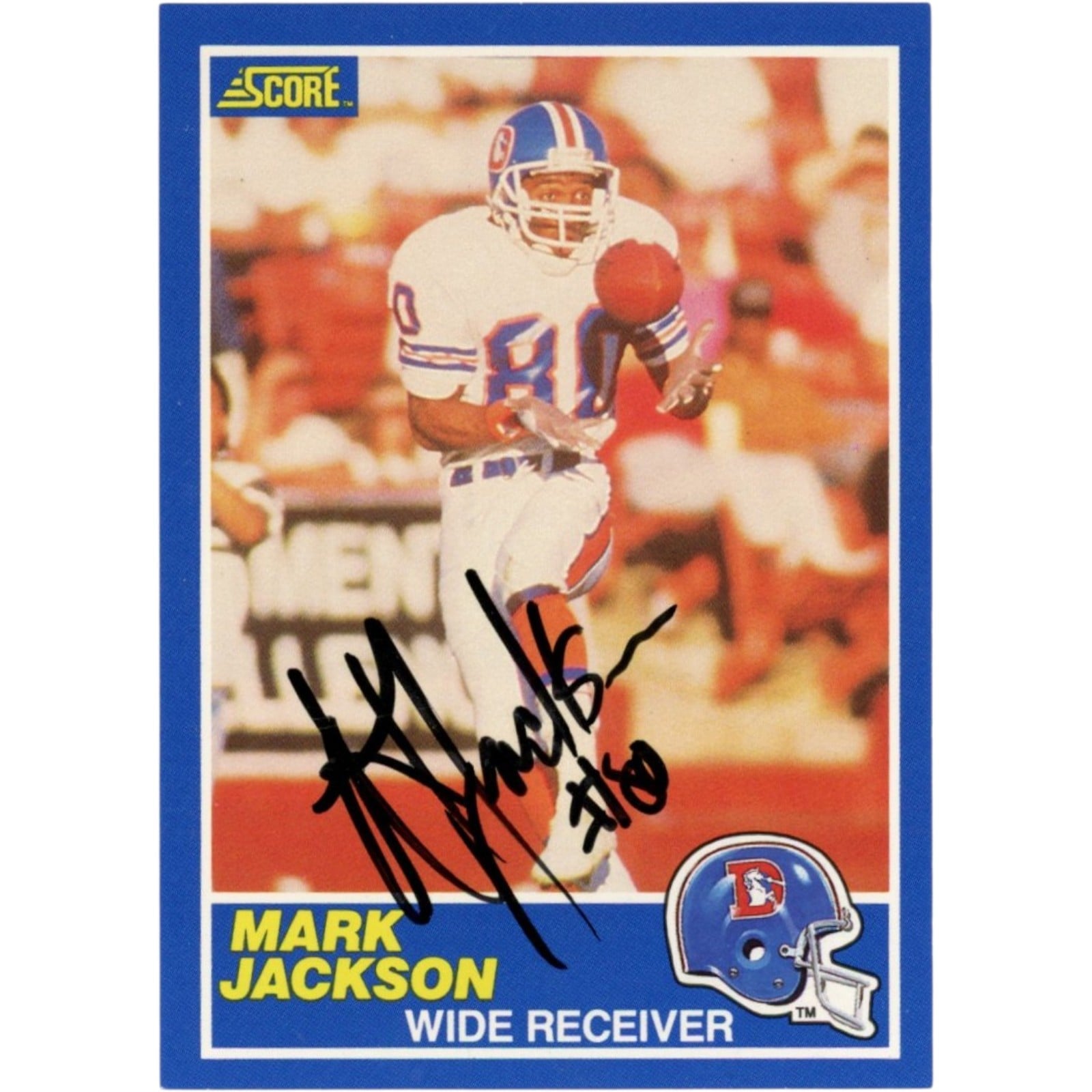 Mark Jackson Autographed/Signed Denver Broncos Trading Card Beckett 58357
