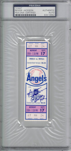 Reggie Jackson Autographed California Angels Ticket 500th HR PSA Slab 24403